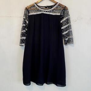 ASOS MATERNITY black beaded upper mini shift dress sz 8